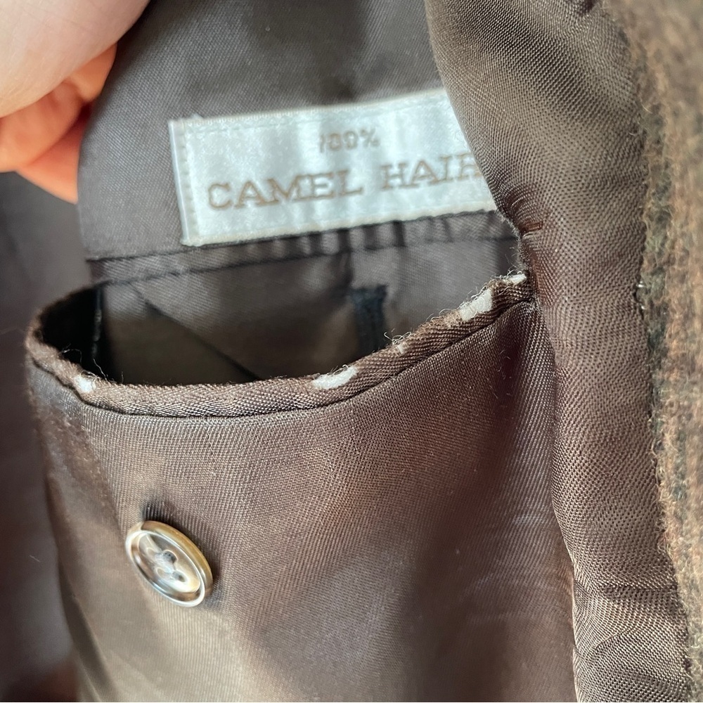 Vintage Brown Plaid Pincus Brothers Maxwell Nordstrom 100% Camel Hair Blazer 42R - Picture 11 of 12